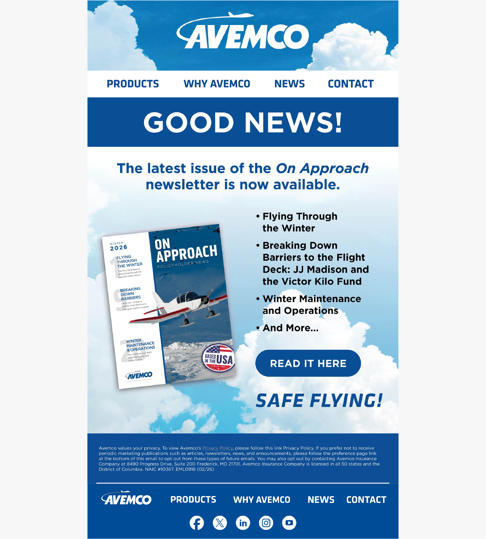 Avemco On Approach Email Announcment