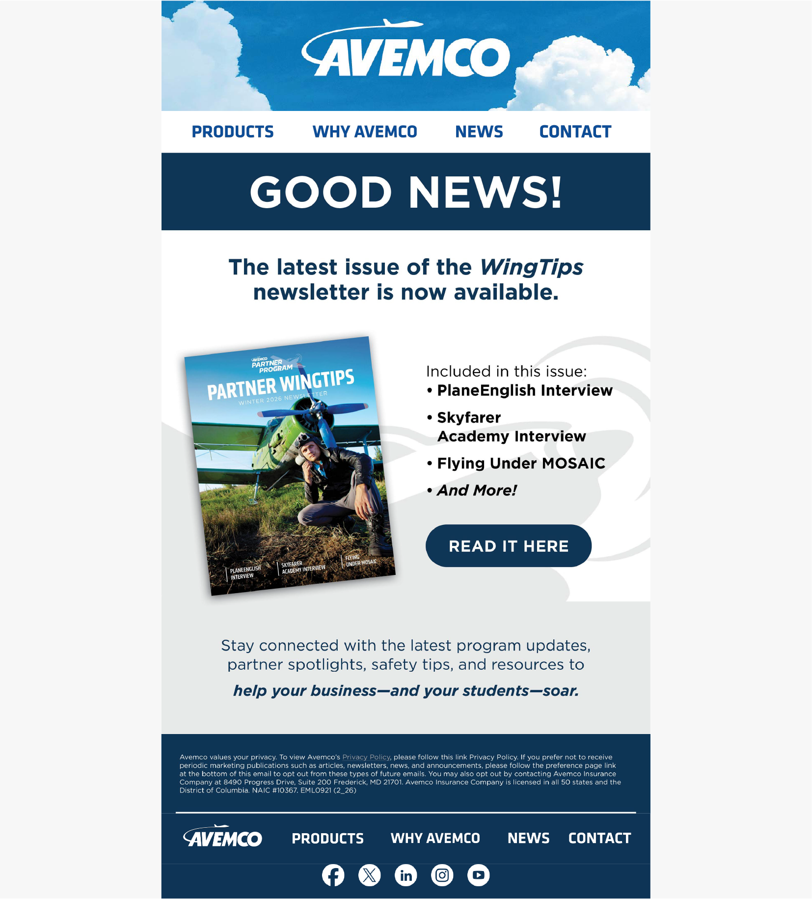 Avemco Partner Wingtips Email Announcment