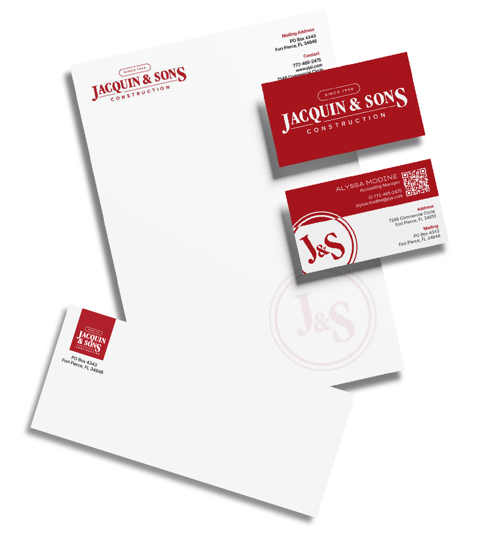 Jaquin & Sons Letterhead Envelope and Business Cards